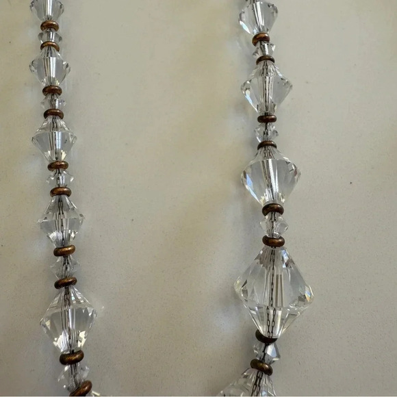 Necklace- Art Deco Style- Clear Beads- Clip on Earrings- Vintage - Picture 6 of 11